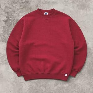 Russell Athletic Crewneck USA Made 1990 Red Blank Sweatshirt L Sweatshirt Boxy